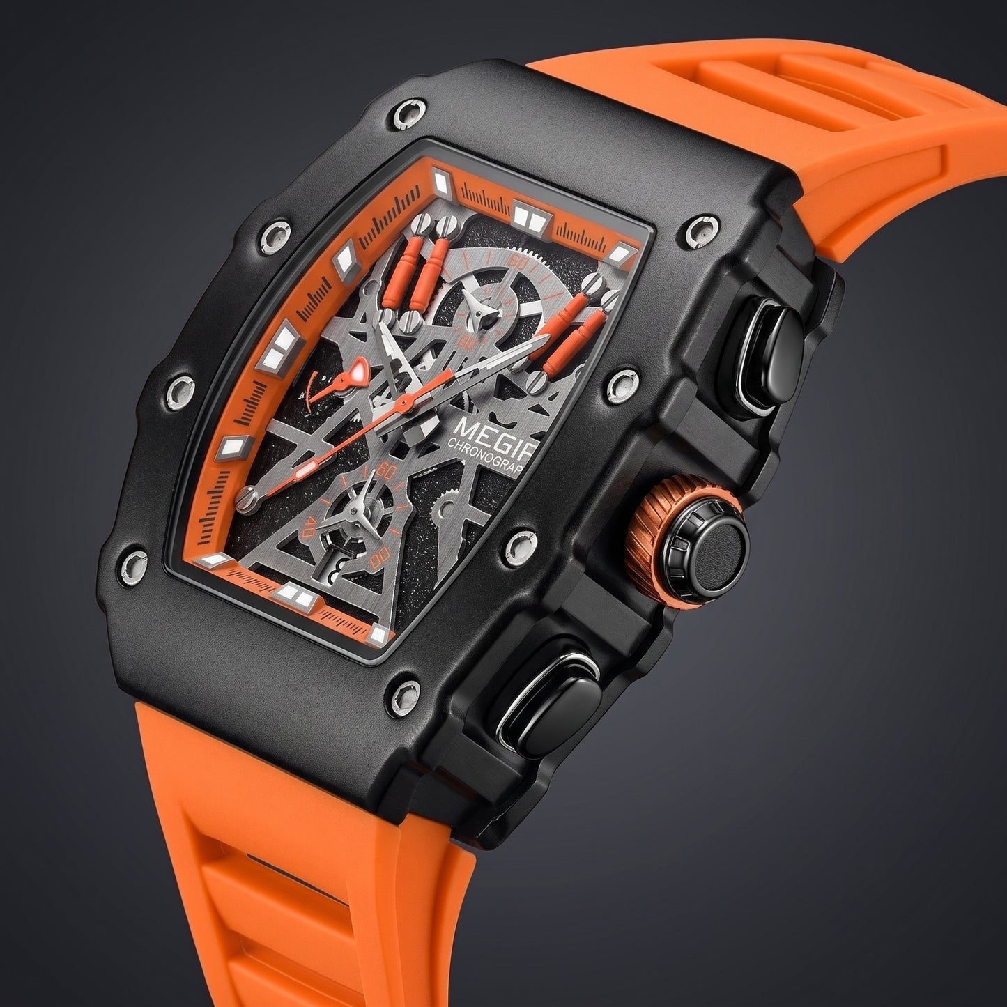 MEGIR Men's Military Sports Watch Silicone Band Luminous Dial Chronograph Date Wrist Watch