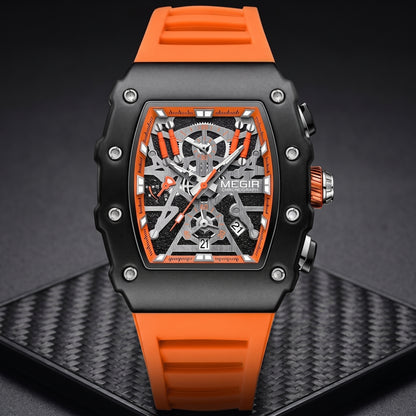 MEGIR Men's Military Sports Watch Silicone Band Luminous Dial Chronograph Date Wrist Watch