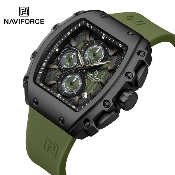 NAVIFORCE Men Sport Waterproof Quartz Watch Luxury Barrel-Shaped Steel Band Alloy Dial Casual Couple luminous Wristwatch NF8070