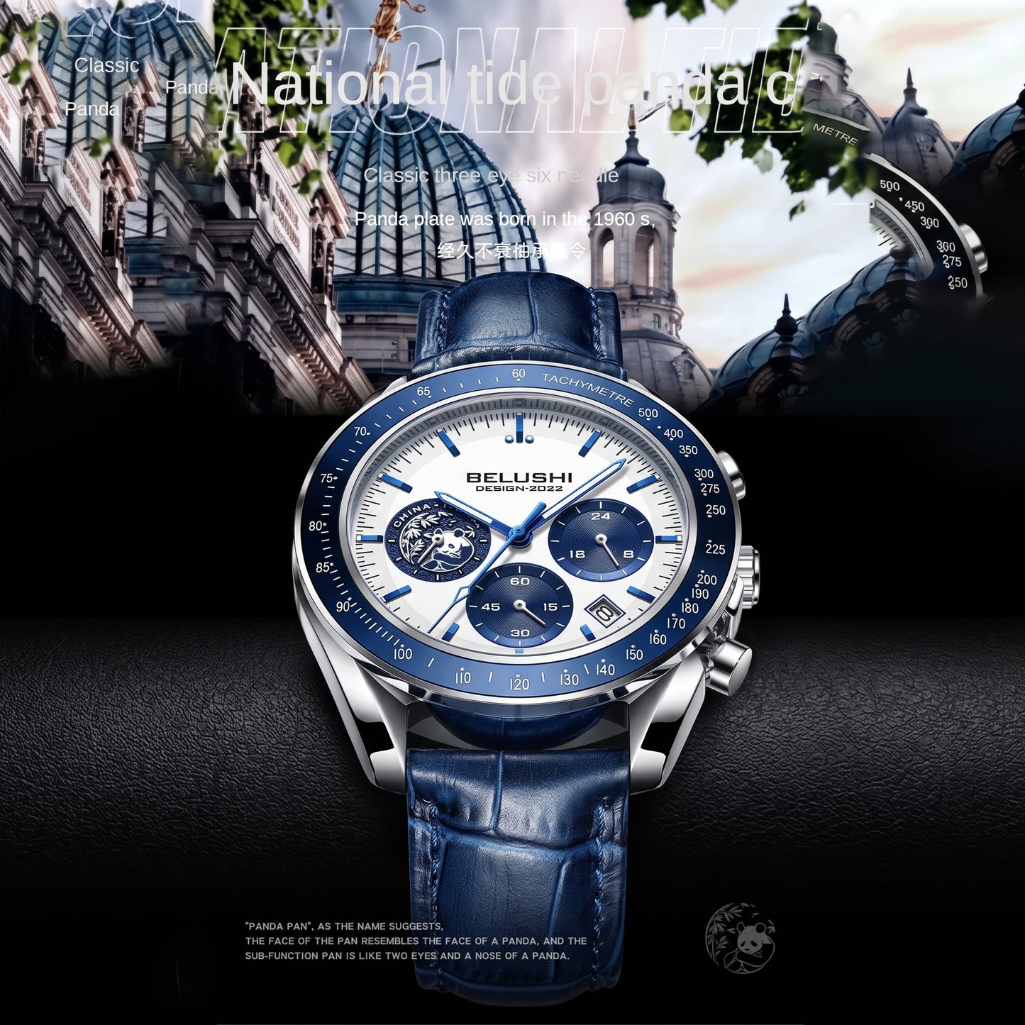 Business Luxury Round Top Brand Luxury Chronograph Calender Genuine Leather Waterproof Luminous Men Wrist Quartz Watches