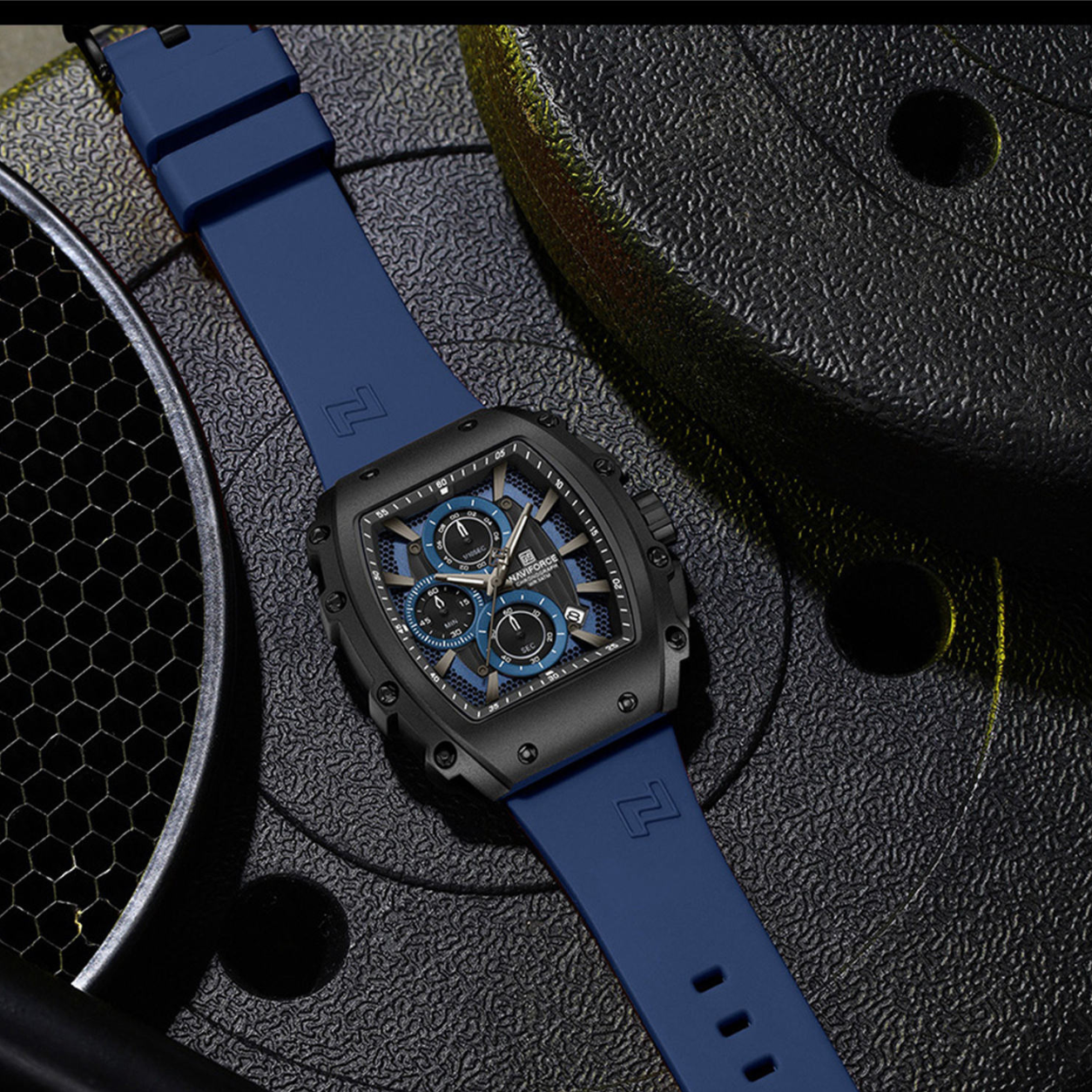 NAVIFORCE Men's Luxury Quartz Watch – Waterproof Blue Chronograph Sports Wristwatch